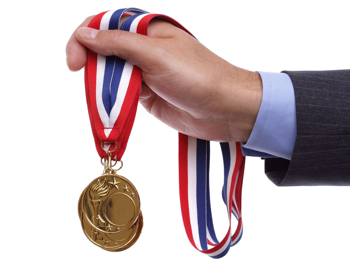 Medalla de oro y rojo, medalla de oro Premio medalla olímpica