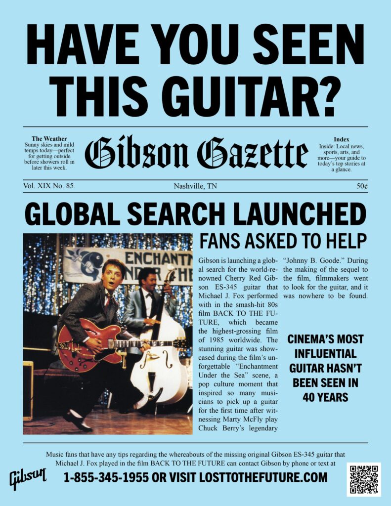 Gibson lanza búsqueda mundial de la icónica guitarra de «Back to the Future»