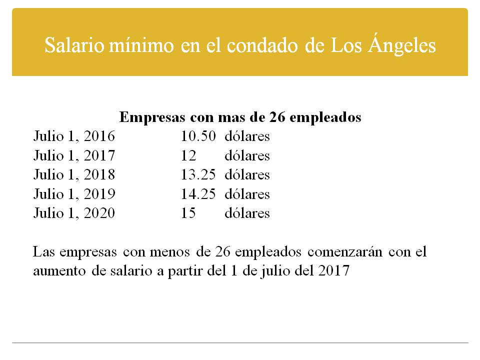 Aumento del salario mínimo en condado de Los Ángeles Hispanos Press