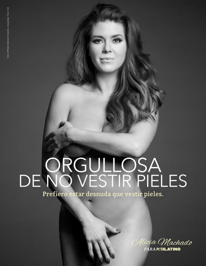 Alicia Machado prefiere estar desnuda que vestir pieles y se une a PETA