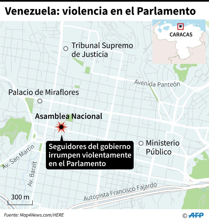 Tres diputados heridos en la incursión de oficialistas en el Parlamento venezolano