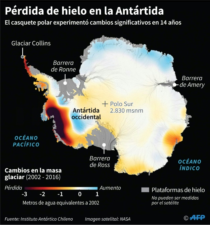 Mapa de La Antártida, laboratorio del cambio climático