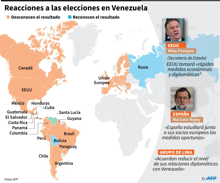 Sanciones y rechazo internacional tras reelección de Maduro