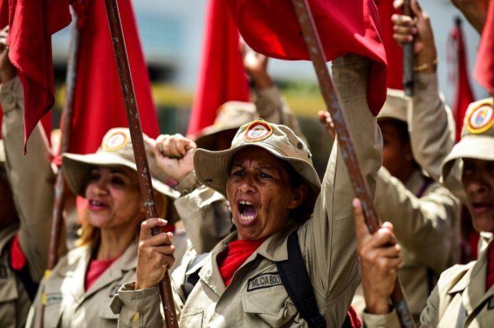 Chavistas se manifiestan en Venezuela bajo el lema del antiimperialismo