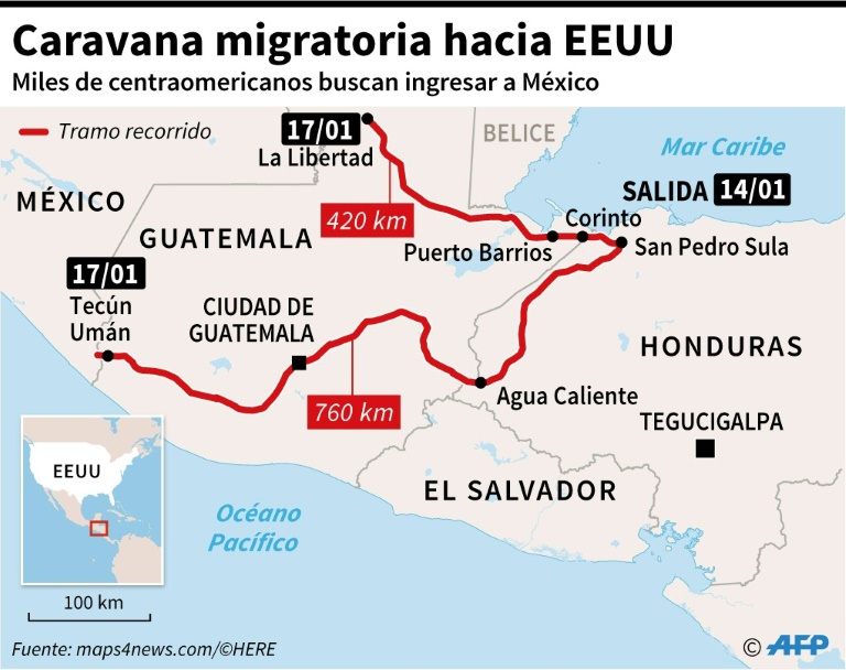 México busca contener a caravana de migrantes que intenta cruzar desde Guatemala - Rutas