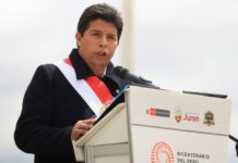 El presidente de Perú, Pedro Castillo, en un acto público, el 6 de agosto de 2022. © ANDINA/AFP Jhonel RODRIGUEZ