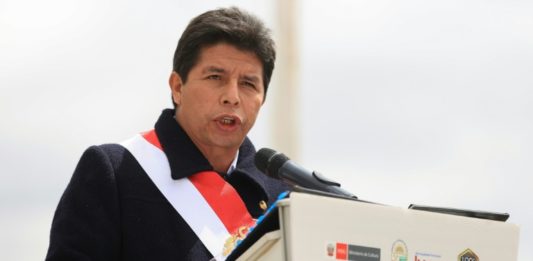 El presidente de Perú, Pedro Castillo, en un acto público, el 6 de agosto de 2022. © ANDINA/AFP Jhonel RODRIGUEZ