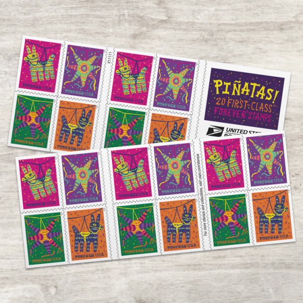 Servicio postal de Estados Unidos inmortaliza a las piñatas en sellos postales