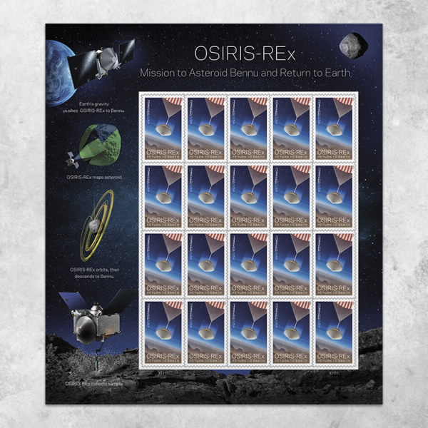 Un sello estelar USPS rinde homenaje a la misión OSIRIS-REx de la NASA