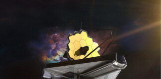 Homenaje espacial en miniatura sellos del Telescopio Espacial James Webb