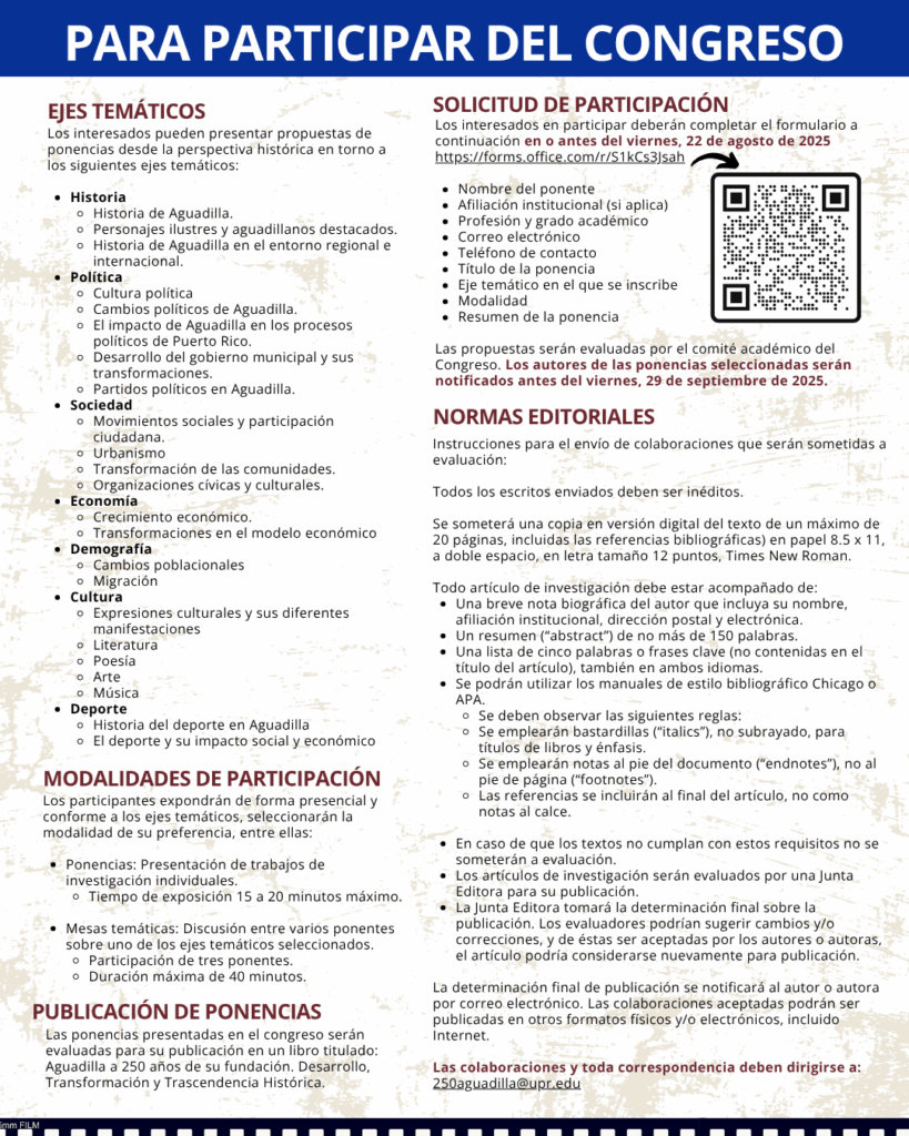 UPR Aguadilla lanza convocatoria para congreso histórico por los 250 años de Aguadilla