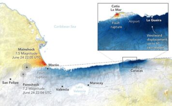 Mapas satelitales revelan cómo se desplazó el suelo tras el terremoto en Venezuela Mapas satelitales revelan cómo se desplazó el suelo tras el terremoto en Venezuela